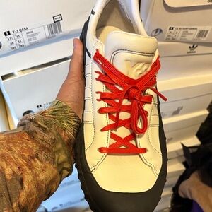 Adidas Men's Cream and Red Sneakers